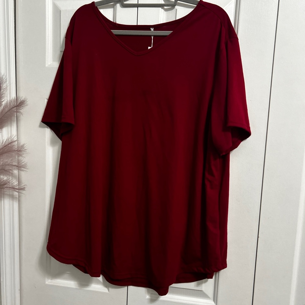 Red high v neck